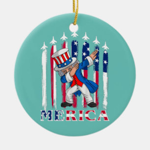 Merica Dabbing Uncle Sam 4. Juli America Flag Keramik Ornament