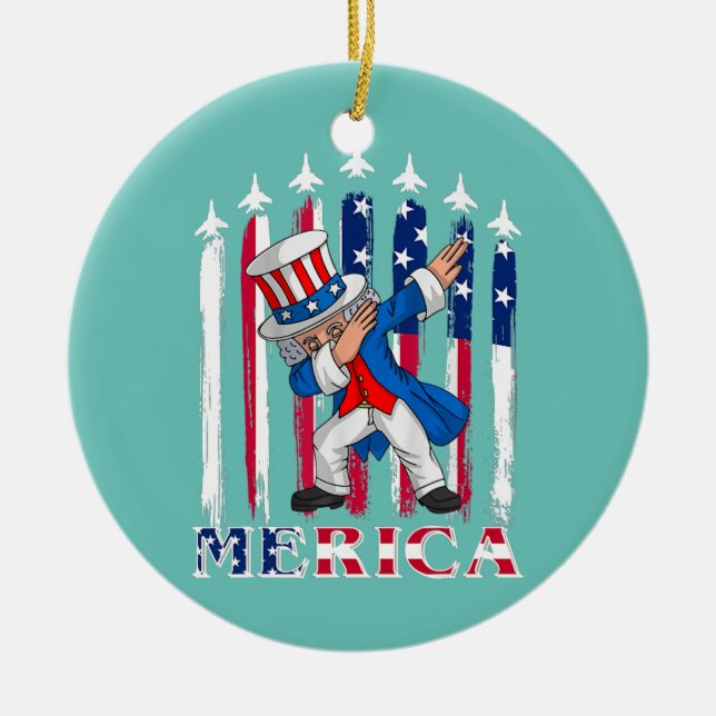 Merica Dabbing Uncle Sam 4. Juli America Flag Keramik Ornament (Vorne)