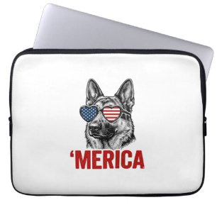 Merica-Deutsch-Schäferhund-Flagge-Sonnenbrille-Shi Laptopschutzhülle