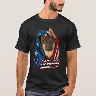 Merica Deutscher Schäferhund 4. Juli USA-Flagge Pa T-Shirt