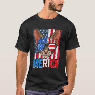 Merica Devon Rex Katze 4. Juli Amerikanische Flag T-Shirt
