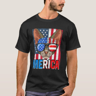 Merica Devon Rex Katze Sonnenbrille USA Flagge 4. T-Shirt
