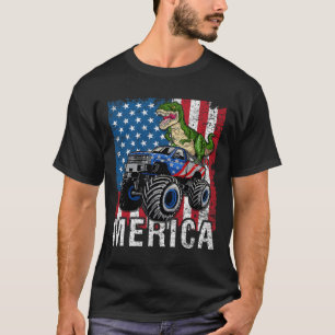 Merica Dinosaur Monster Truck Amerikanische Flagge T-Shirt