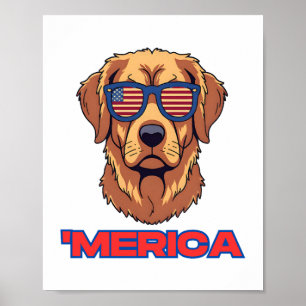 Merica Dog mit USA Flag Sonnenbrille Patriotische Poster