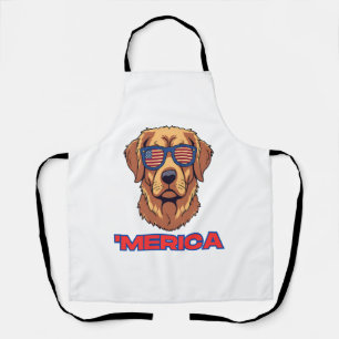 Merica Dog mit USA Flag Sonnenbrille Patriotische Schürze