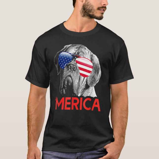 Merica Dogue de Bordeaux American Flag 4. Juli T-Shirt (Vorderseite)