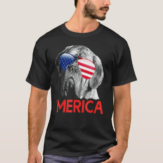 Merica Dogue De Bordeaux Amerikanische Flagge 4. J T-Shirt