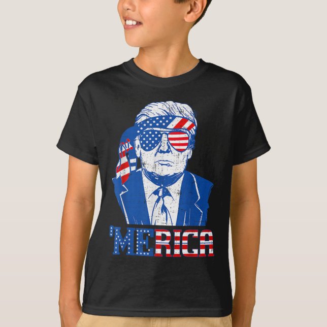 Merica Donald Trump - Funny Trump 4. Juli Amer T-Shirt (Vorderseite)
