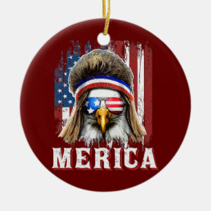 Merica Eagle Mullet 4. Juli Amerikanische Flagge Keramik Ornament