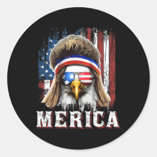 Merica Eagle-Mullet 4. Juli Amerikanische Flagge S Runder Aufkleber