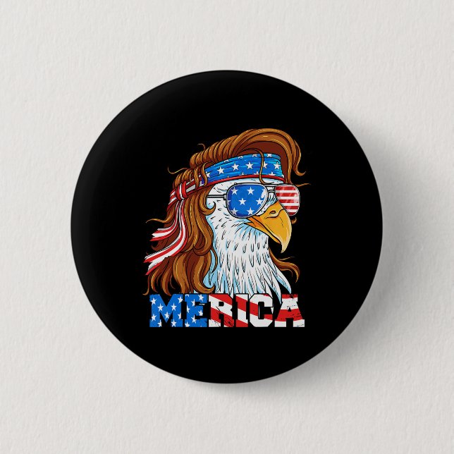 Merica Eagle Mullet 4. Juli Amerikanische Flagge U Button (Vorderseite)