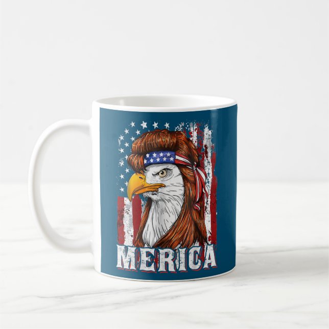 Merica Eagle Mullet American Flag 4. Juli Kaffeetasse (Links)