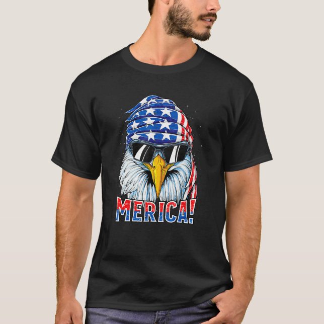 Merica Eagle Mullet American Flag Usa Veterans 4. T-Shirt (Vorderseite)