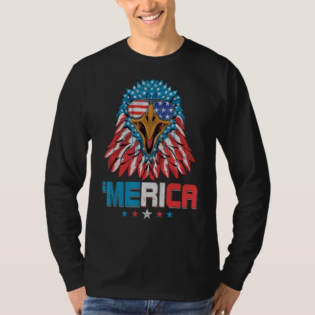 Merica Eagle Patriotic USA Flag 4. Ju T-Shirt (Vorderseite)