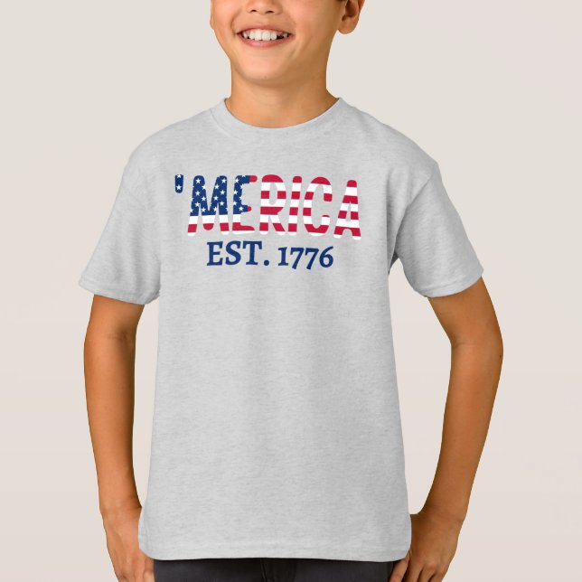 'merica Est. 1776 American Patriotic T - Shirt (Vorderseite)