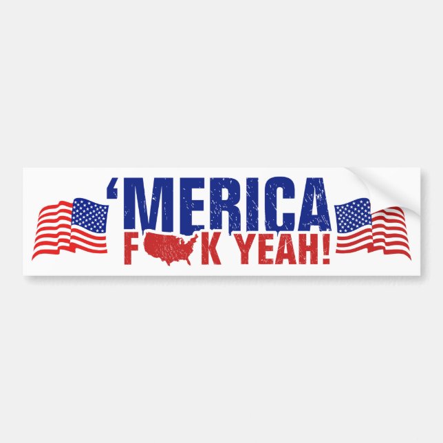 'Merica Fck ja! Lustig und patriotisch Autoaufkleber (Vorne)