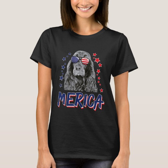 Merica Field Spaniels Dog 4th Of July Usa T-Shirt (Vorderseite)