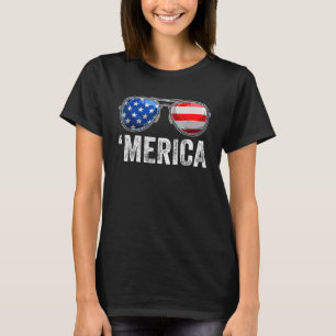 Merica Flag Sonnenbrille Patriotic 4. Juli Männer T-Shirt
