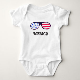 Merica Flag Sonnenbrille Red White Blue Baby Strampler