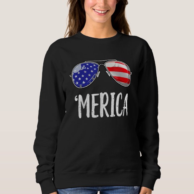 Merica Flag Sunglasses  Patriotic 4th Of July Men Sweatshirt (Vorderseite)