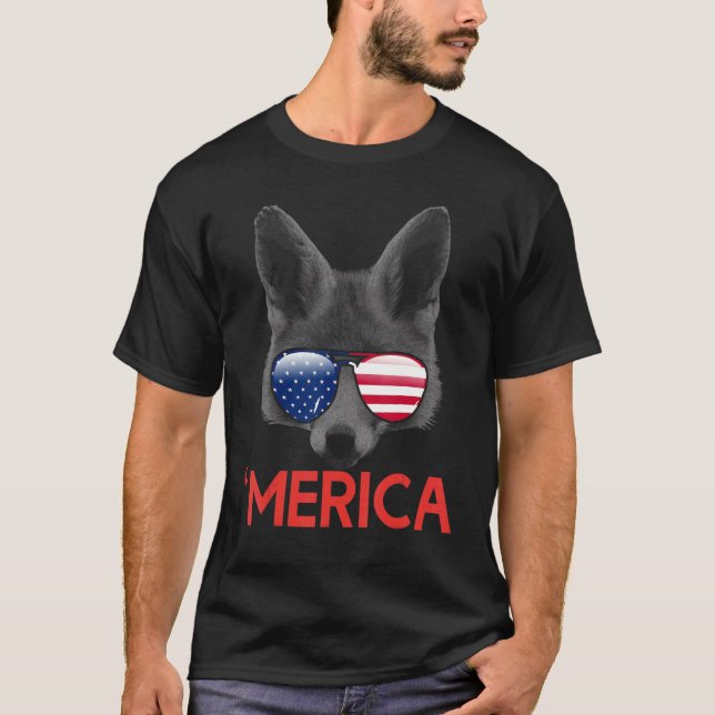 Merica Fox American Flag 4. Juli T-Shirt (Vorderseite)