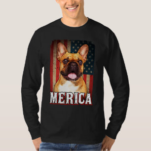 Merica Französischer Bulldog Hund Amerikanische Fa T-Shirt