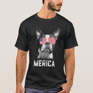 Merica Funny Boston Terrier Puppy Dog Lover Americ T-Shirt