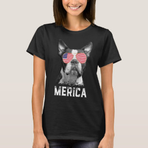 Merica Funny Boston Terrier Puppy Dog Lover Americ T-Shirt