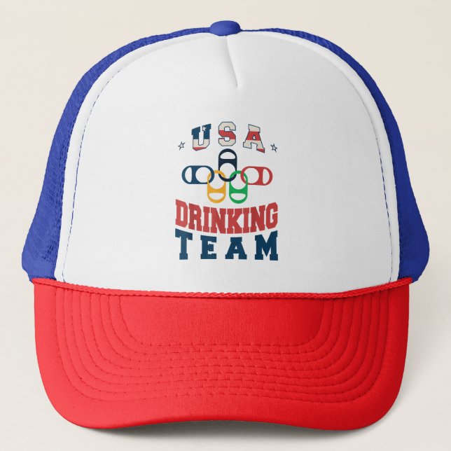 Merica Funny USA Drink Team Patriotic USA Ameri Truckerkappe (Vorderseite)