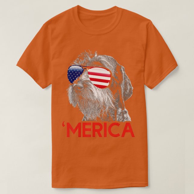 Merica German Drahthaar Pointer American Flag T-Shirt (Design vorne)