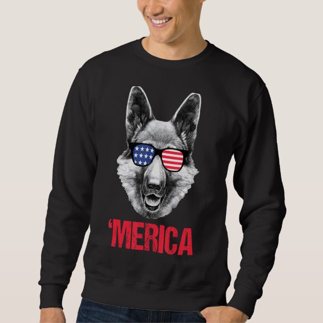Merica German Shepherd American Flag Sonnenbrille  Sweatshirt (Vorderseite)