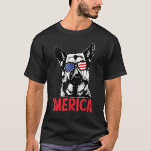 Merica German Shepherd American Flag Sonnenbrille T-Shirt