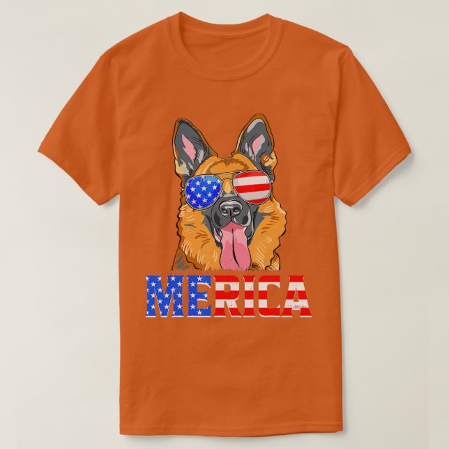 Merica German Shepherd Dog American Flag 4. JU T-Shirt (Design vorne)