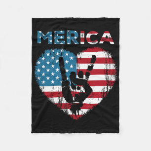 Merica Gesteinsschild 4. Juli Amerikanische Flagge Fleecedecke