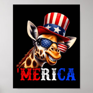 Merica Giraffe Patriotic 4. Juli Funny Kids Me Poster