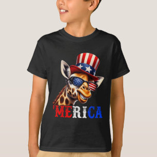 Merica Giraffe Patriotic 4. Juli Funny Kids Me T-Shirt