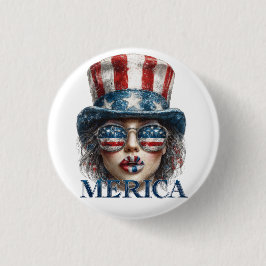 Merica Girl, Amerikanische Unabhängigkeitstag Glam Button