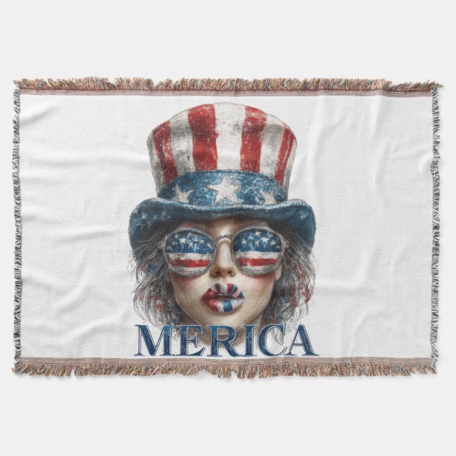 Merica Girl, Amerikanische Unabhängigkeitstag Glam Decke (Vorderseite)