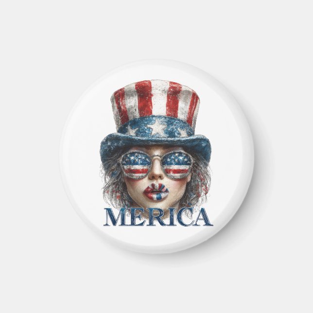 Merica Girl, Amerikanische Unabhängigkeitstag Glam Magnet (Vorne)