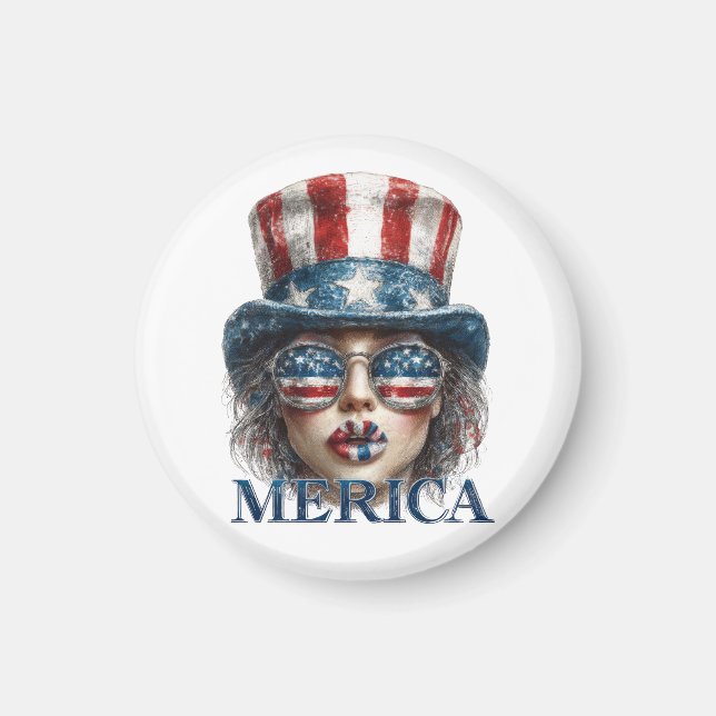Merica Girl, Amerikanische Unabhängigkeitstag Glam Magnet (Vorne)