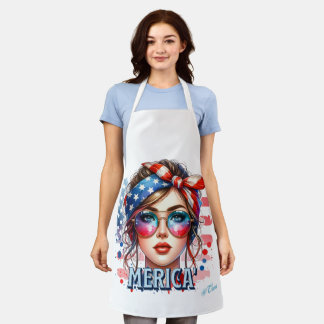 MERICA' Girl - Retro Patriotic USA Flag Bandana Su Schürze