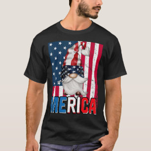 Merica Gnome 4. Juli Patriotische amerikanische Fl T-Shirt