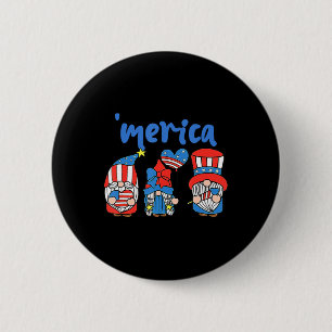 Merica Gnomes USA Flag Fireworks Memorial Day 4. Button
