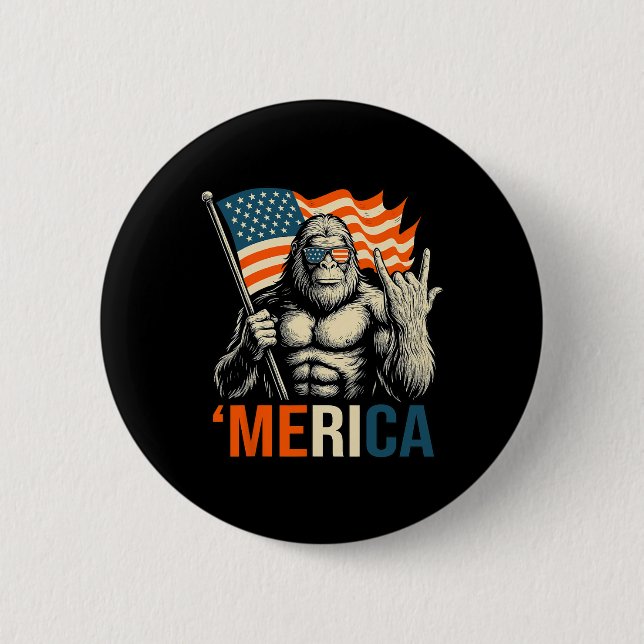 ‘merica Gorilla-Flagge Sungles Lustig Patriotisch  Button (Vorderseite)