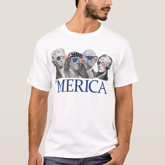 Merica Gründungsväter Patriotic 4. Juli Merica T-Shirt (Vorderseite)