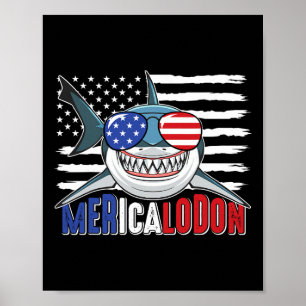 Merica Hai Funny 4. Juli Megalodon Amerikanisch Poster