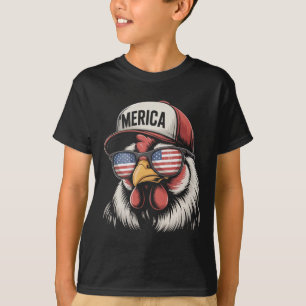 Merica Huhn Amerikanische Flagge Usa Bauer Lustig  T-Shirt