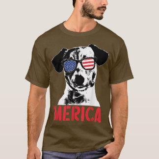 Merica Jack Russell Terrier US Flag Sunglasses 4th T-Shirt