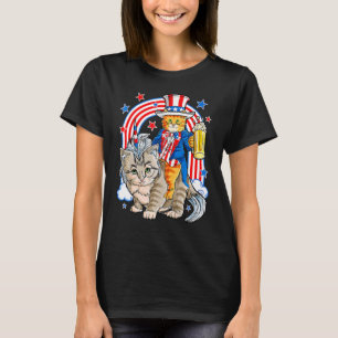 Merica Katze Frohes 4. Juli Katze Einhorn Meowica  T-Shirt