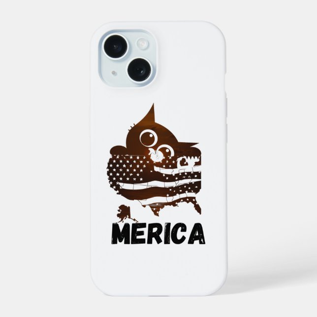 Merica Katze iPhone 15 Hülle (Rückseite)